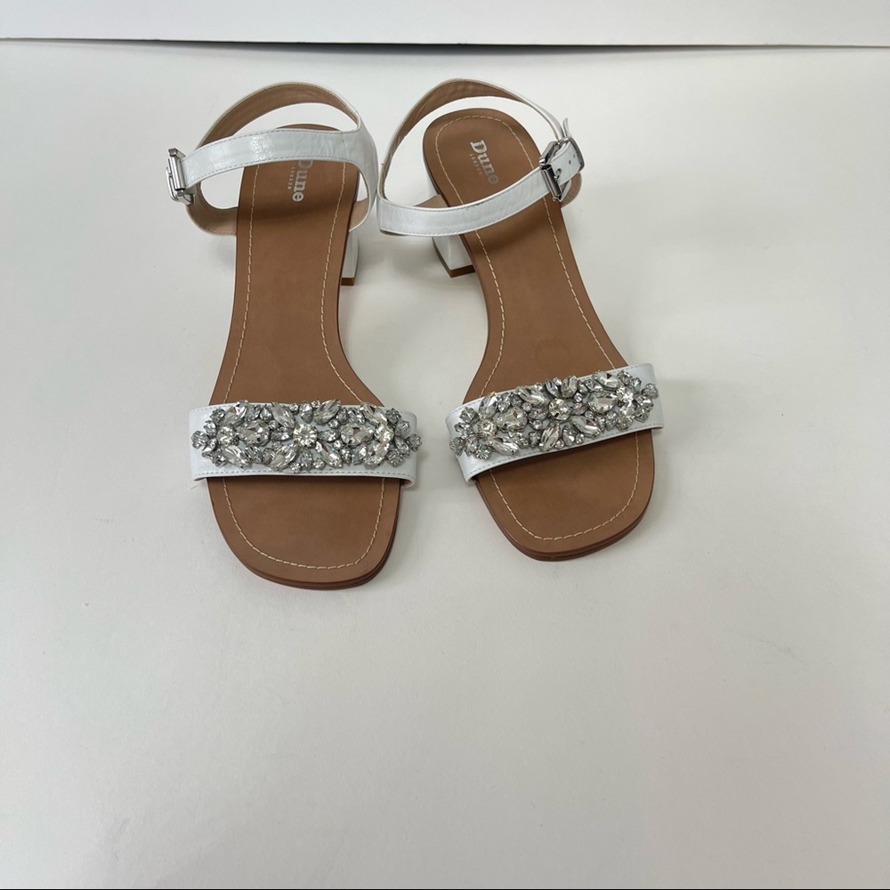 Dune London Open Toe White Block Heel Sandal W/ Floral Crystals New w/out box - Picture 8 of 14